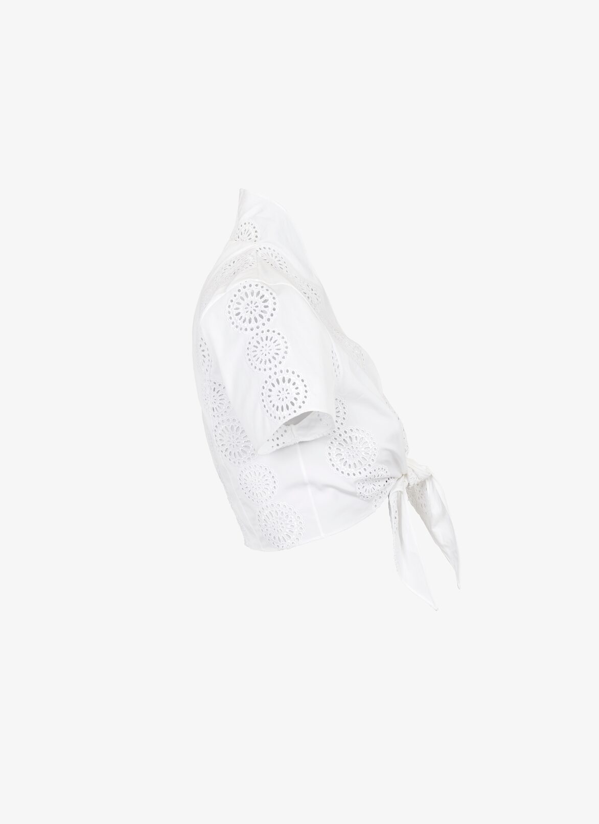 Tied broderie anglaise poplin top ALAÏA  TIED BRODERIE ANGLAISE POPLIN TOP